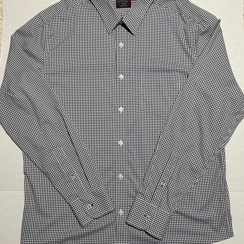 Untuckit Men's Black and White Checkered
